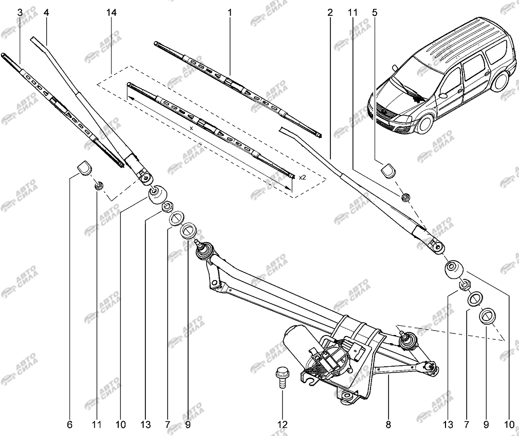 LADA LAGRUS 2012 Стеклоочиститель лобового стекла
