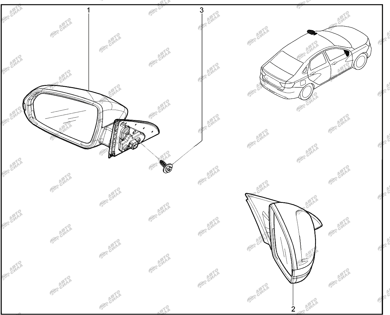 LADA VESTA 2015 562070. Электрозеркала заднего вида наружные