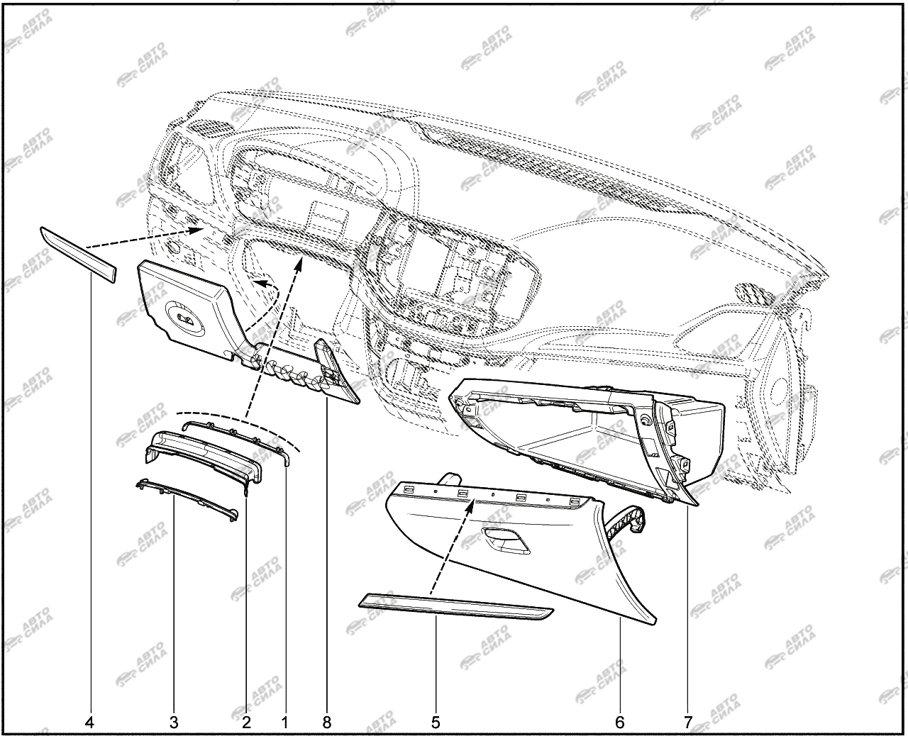 LADA VESTA 2015 572013. Облицовка панели приборов