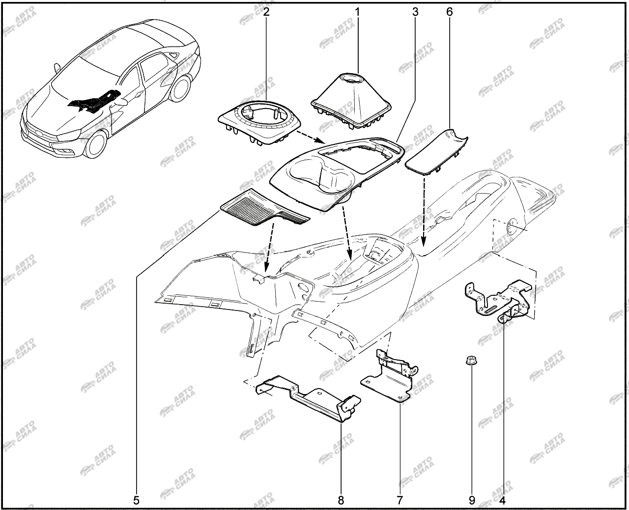 LADA VESTA 2015 583510. Элементы консоли