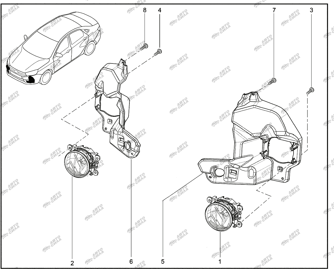 LADA VESTA 2015 804010. Противотуманки передние