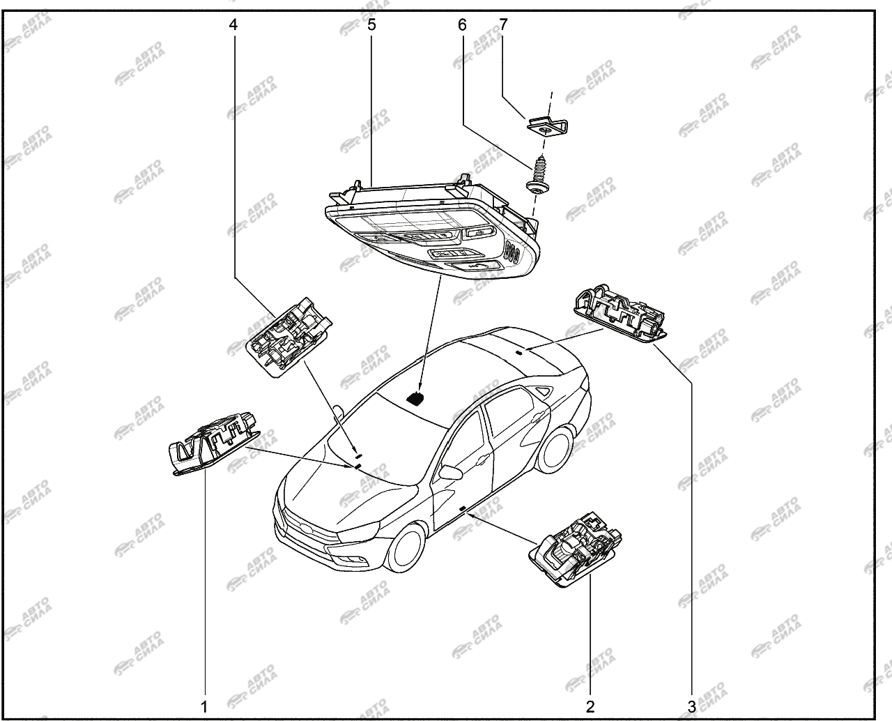 LADA VESTA 2015 814011. Салонное освещение