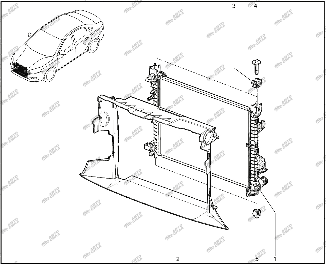 LADA VESTA 2015 190110. Радиатор