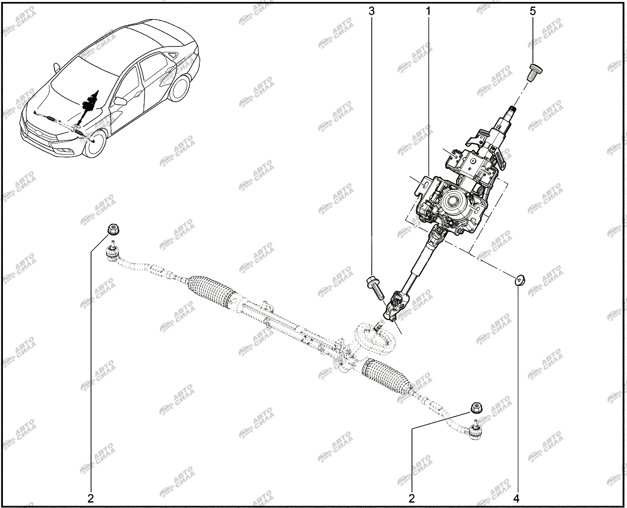 LADA VESTA 2015 364010. Вал рулевого управления, тяги